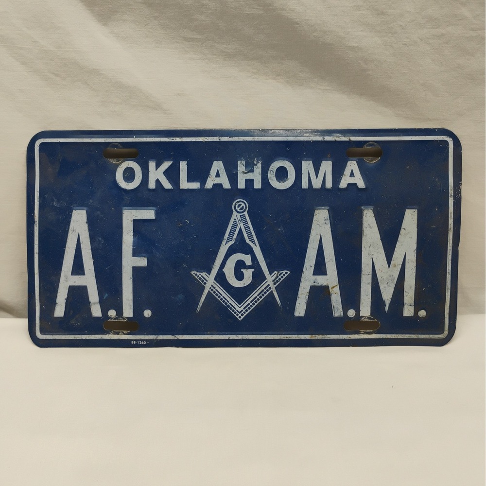Oklahoma AF AM Booster License Plate Freemasons Ancient Free and Accepted Masons